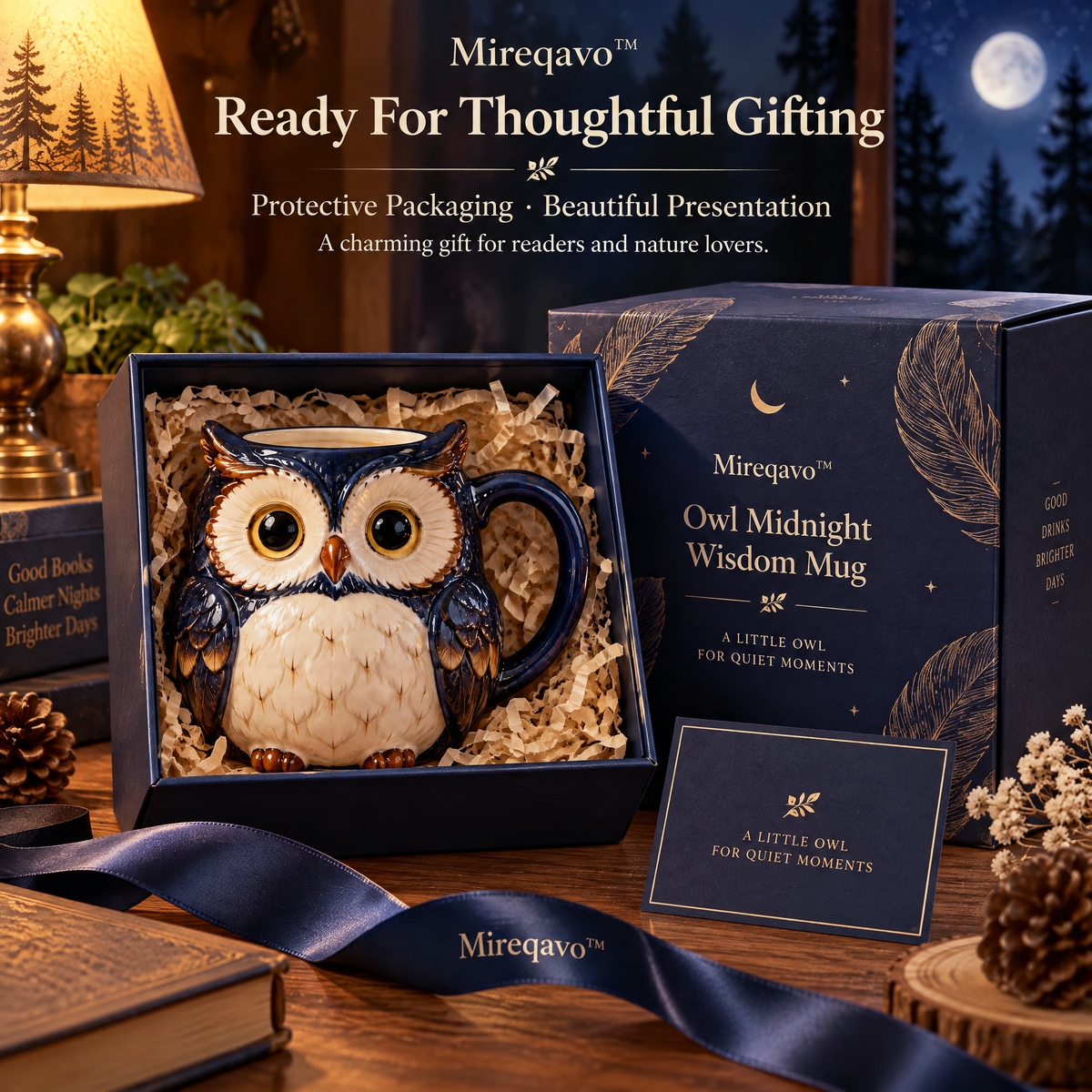 Mireqavo™ Owl Midnight Wisdom Mug