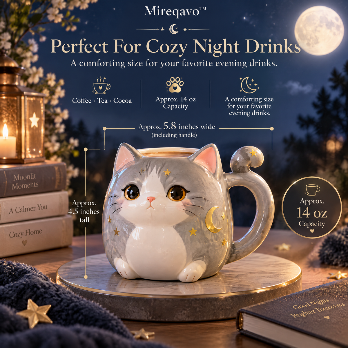 Mireqavo™ Cat Moonlight Ceramic Mug