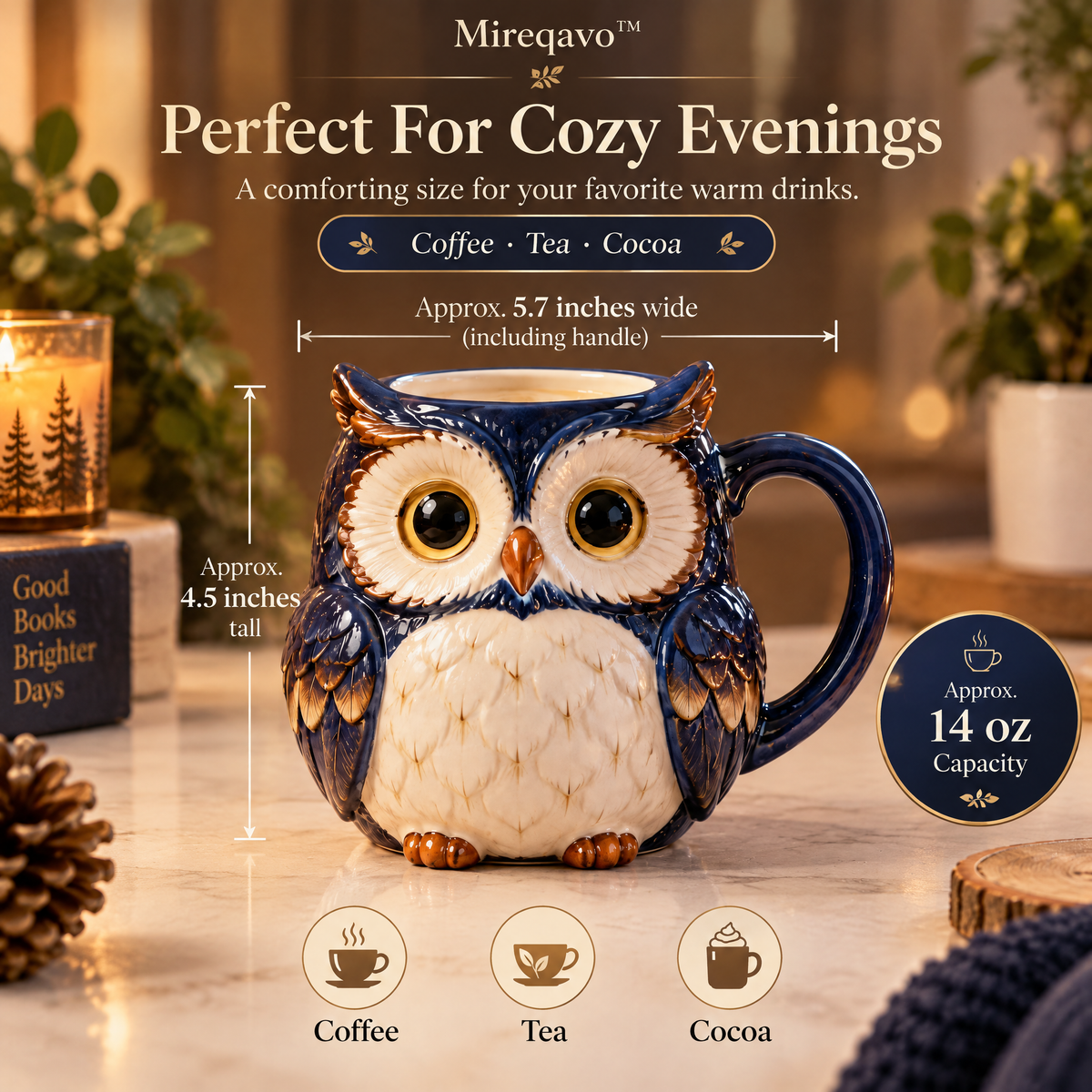 Mireqavo™ Owl Midnight Wisdom Mug
