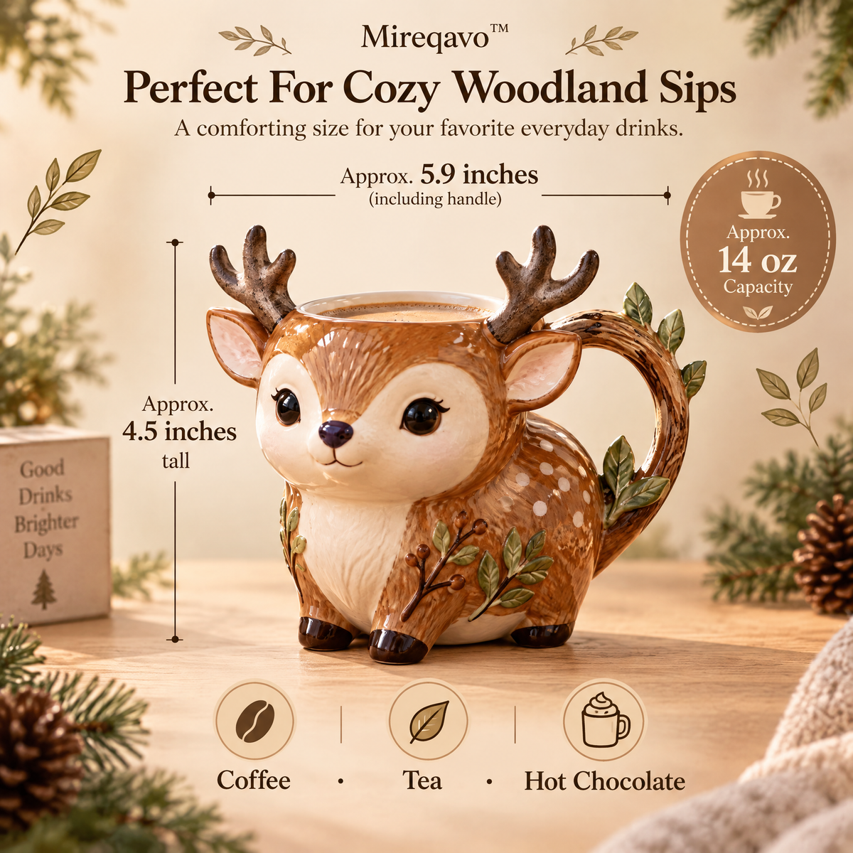 Mireqavo™ Deer Woodland Horn Mug