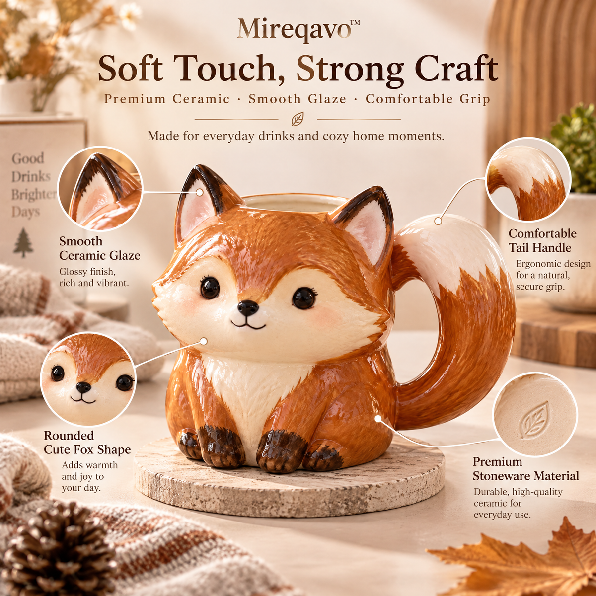Mireqavo™ Forest Fox Sculptural Mug