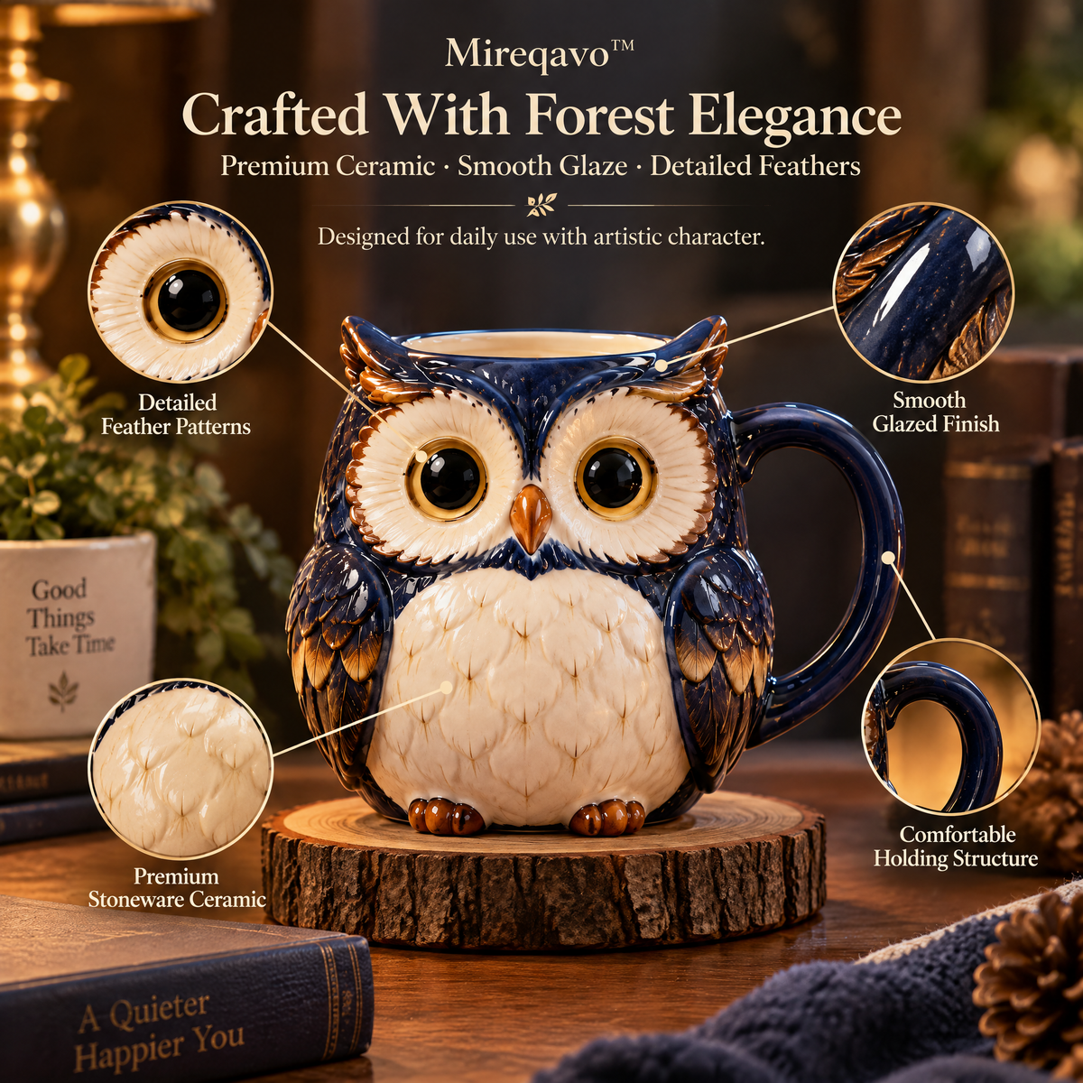 Mireqavo™ Owl Midnight Wisdom Mug