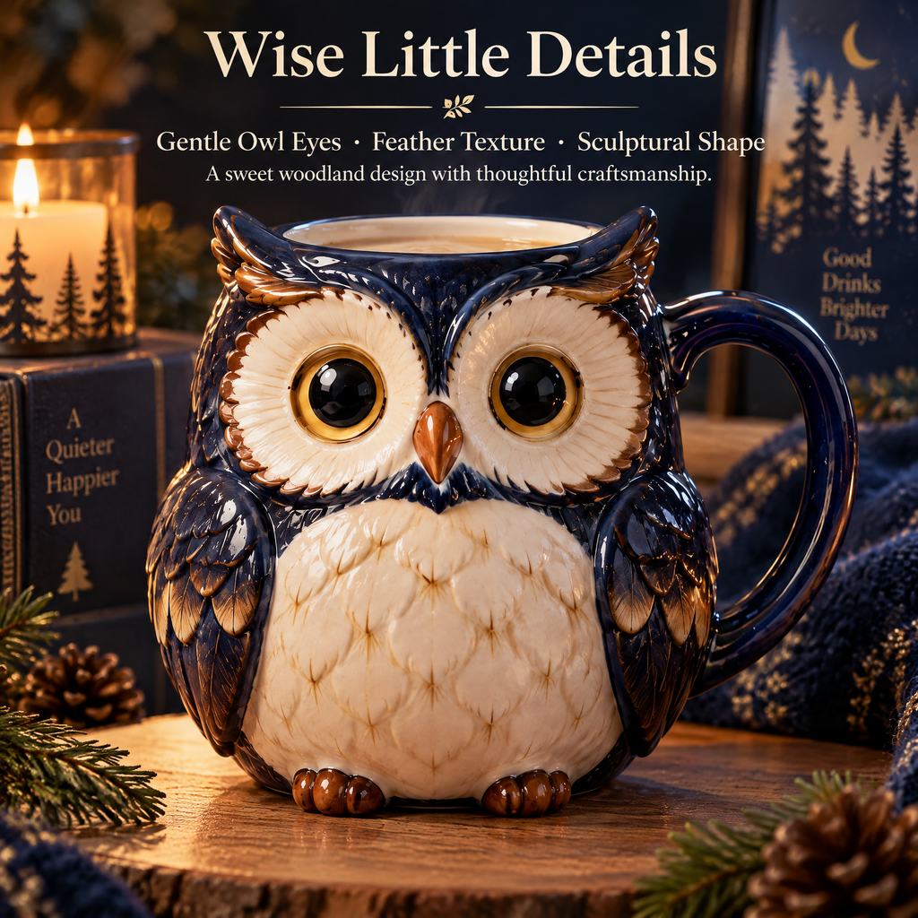 Mireqavo™ Owl Midnight Wisdom Mug