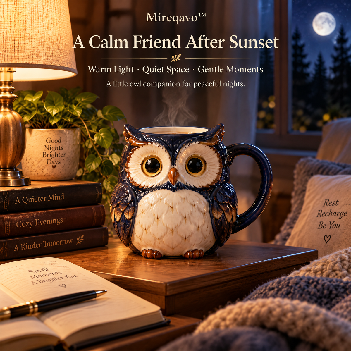 Mireqavo™ Owl Midnight Wisdom Mug