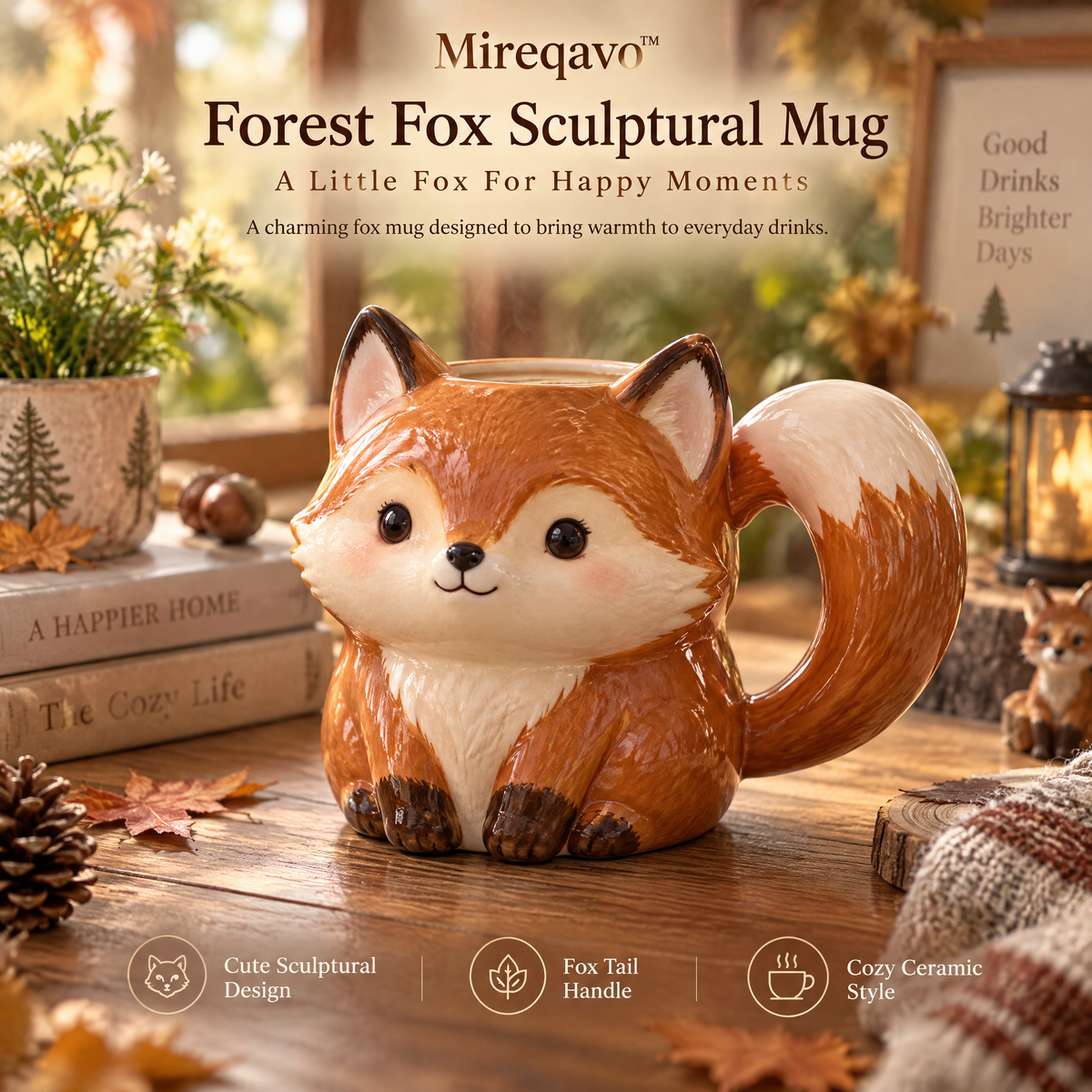 Mireqavo™ Forest Fox Sculptural Mug