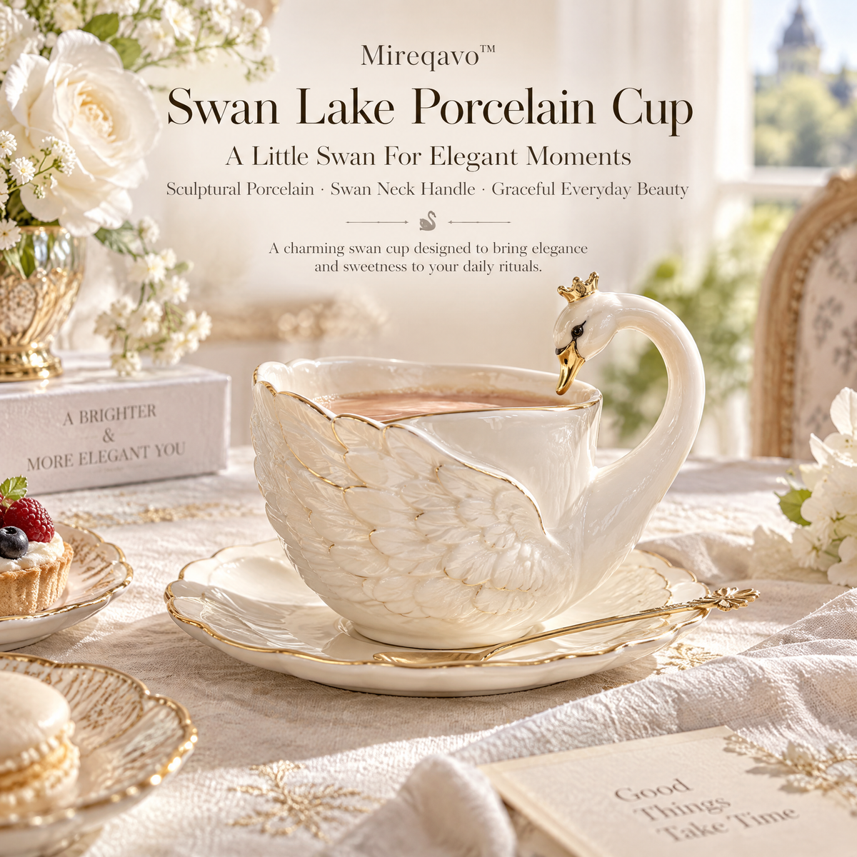 Mireqavo™ Swan Lake Porcelain Cup