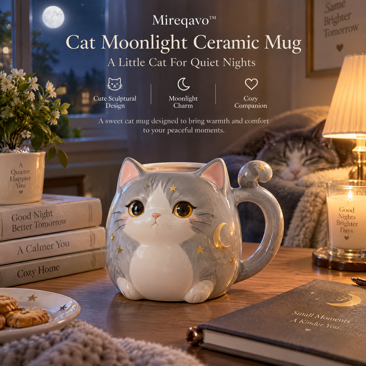 Mireqavo™ Cat Moonlight Ceramic Mug